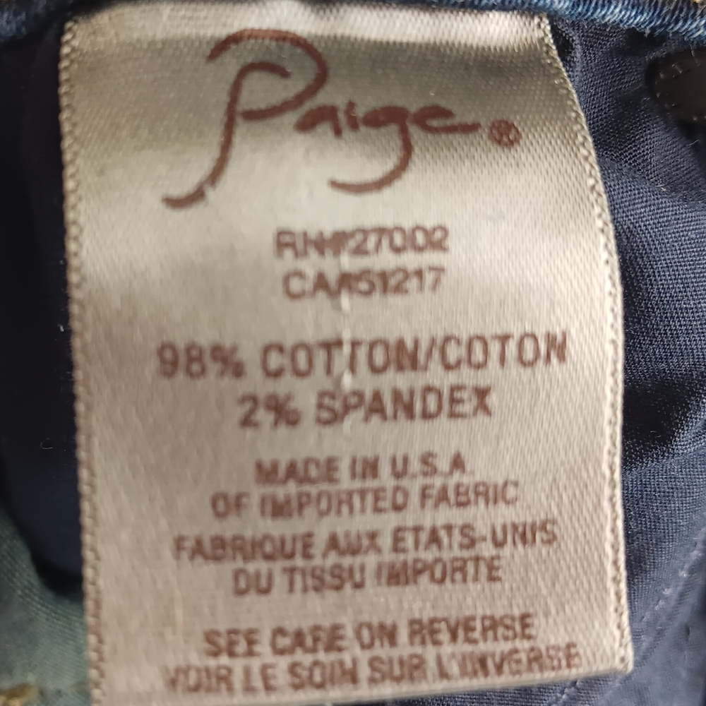 PAIGE Peg Skinny Jeans Women's Size 31 Mid Rise  Stretch Dark Wash - Picture 12 of 14